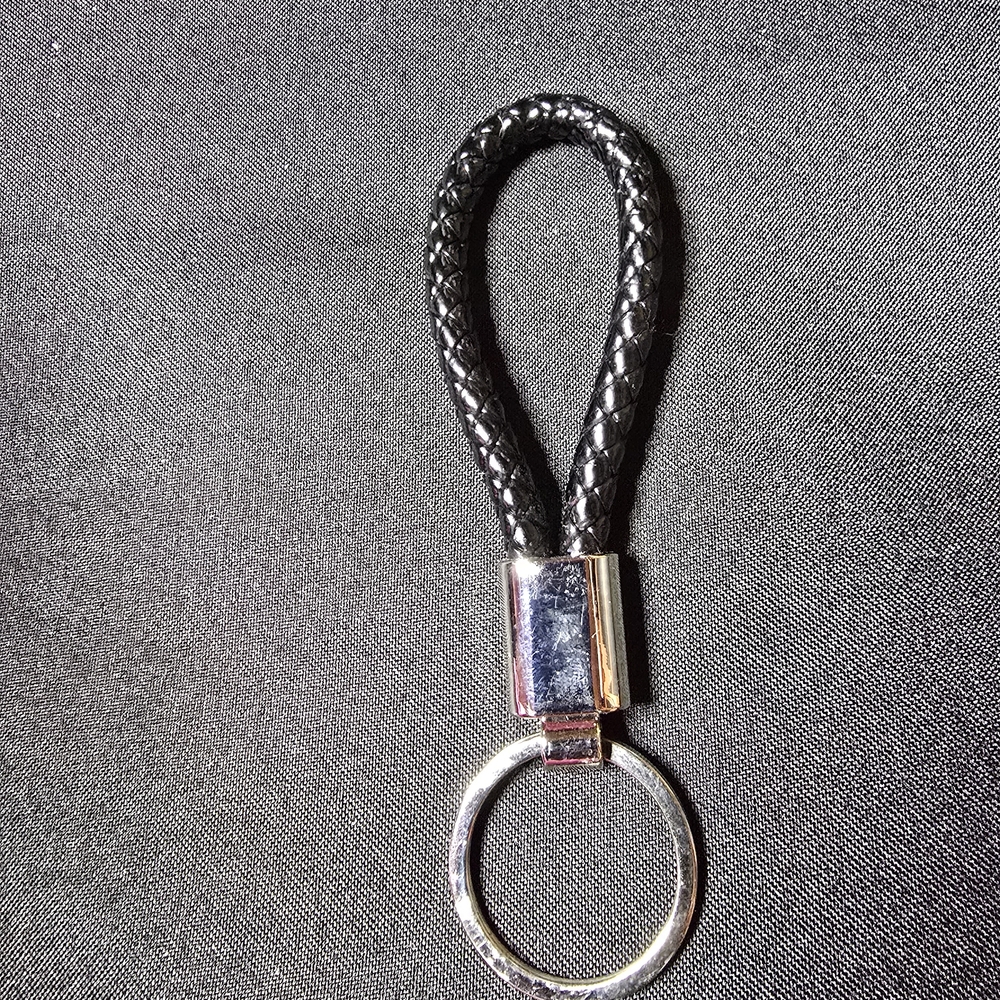 Black Braided Leather Keychain